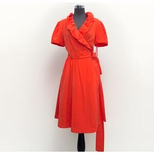 Diane Von Furstenberg Bethania Dress Women 12 Orange Short Sleeve Wrap